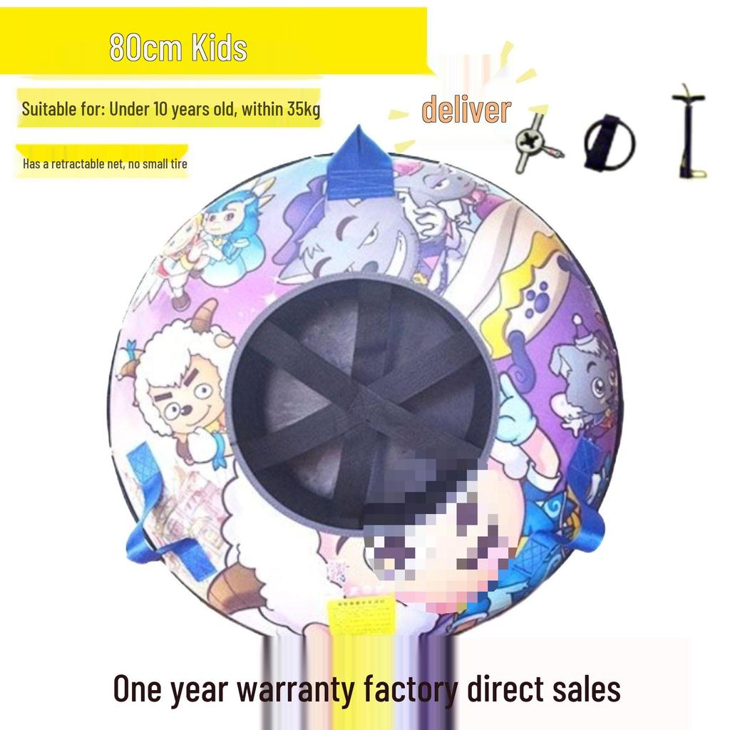 Durable Inflatable Snow Tube with Anti-Collision Features - Seven-Color for Adults and Kids