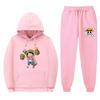 Mens Warm Hooded Sweatshirt Set With Printed Design Long Sleeve Top Pants Casual Sportwear Winter