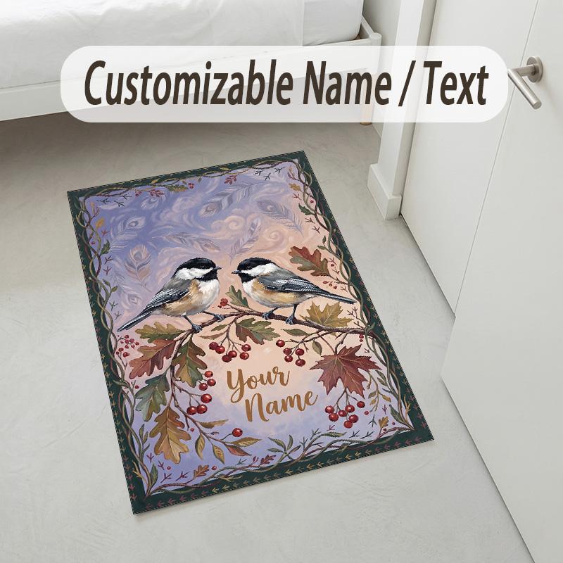 Cherry Blossom Theme Soft Crystal Velvet Rug Custom Name & Text Print Non Slip Floor Rug for Bedroom Living Room