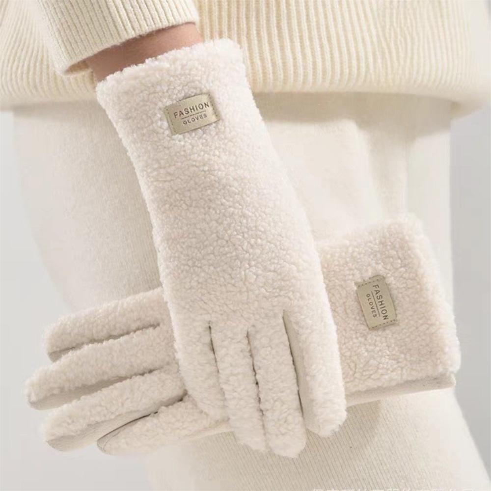New Imitation Fleece Keep Warm Gloves Touch Screen Windproof Full Finger Gloves Cold Proof Thickened Mittens Outdoor