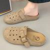 Women's Sandals with Adjustable Buckle Cow Suede Comfortable Clogs Slippers Outdoor Casual Women's Beach Slides