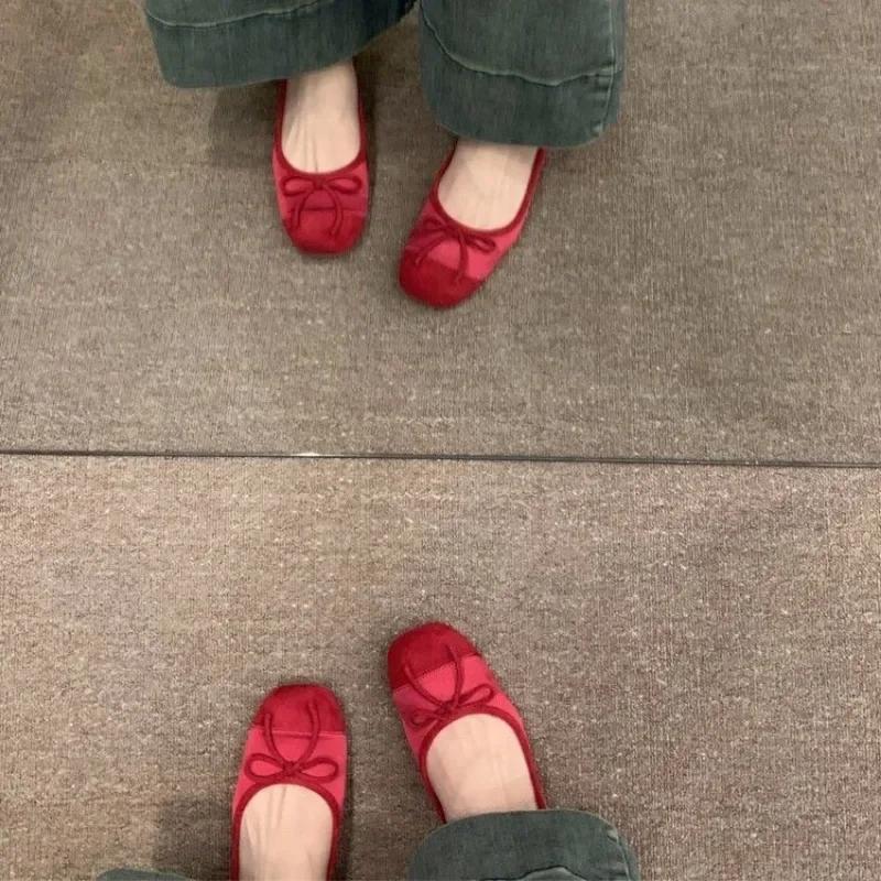 2024 Hot Sale Ladies Shoes Slip on Women's Flats Outdoor Casual Flats Women Bow Tie Mixed Colors Slip on Solft Sole Shoes Women
