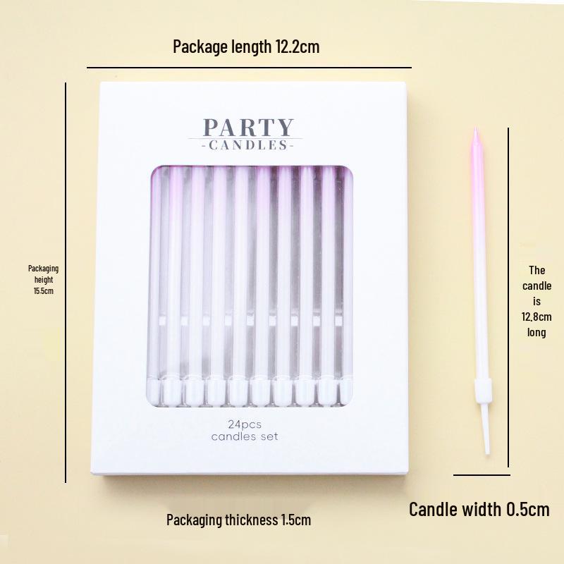 24-Piece Gradient Birthday Candles in Pink, Green, and White