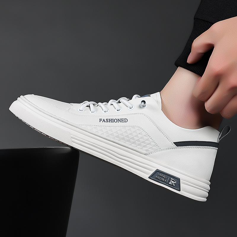 For Men Tenis Shoes Fashion Mens School Shoes Leather Men White Flat Casual Shoes Lightweight Sneakers Breathable Sports Shoes