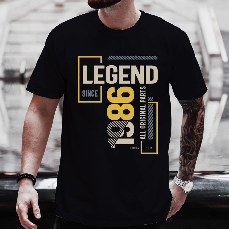 Unisex T-Shirt mit Rundhalsausschnitt Hergestellt 1986 Kassettenband Grafik-T-Shirt Retro Vintage Geburtstag Lässiges Kurzarm-Oberteil Für Musikgeschenk Tragen