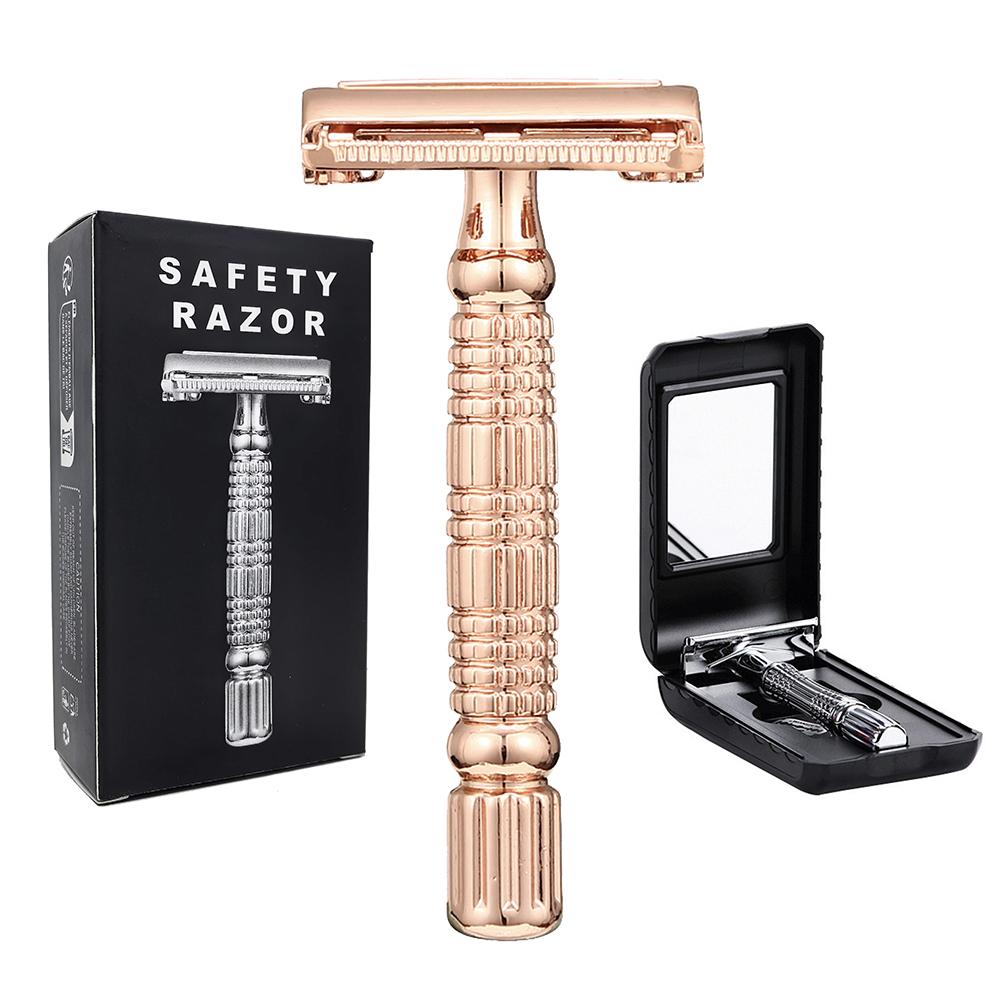 Durable And Safe Butterfly Open Tto Double Edge Metal Safety Razor Wet Shaving Kit For Men Women With 5 Pcs Blade And Mirrored Travel Case