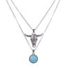 Fashionable Lake Water Turquoise Animal Cow Pendant Double Layer Necklace for Men and Women Trend Exquisite Leisure Jewelry