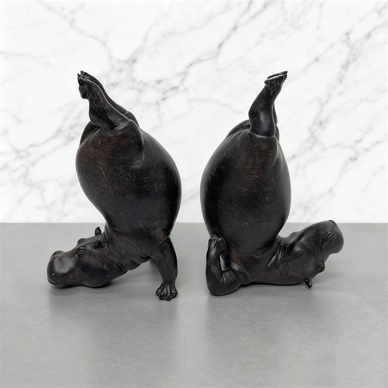 Yoga Hippo Resin Figurine Zen Pose Animal Sculpture Indoor Decor Home Gym Table Centerpiece For Fitness Lovers Birthday Gift