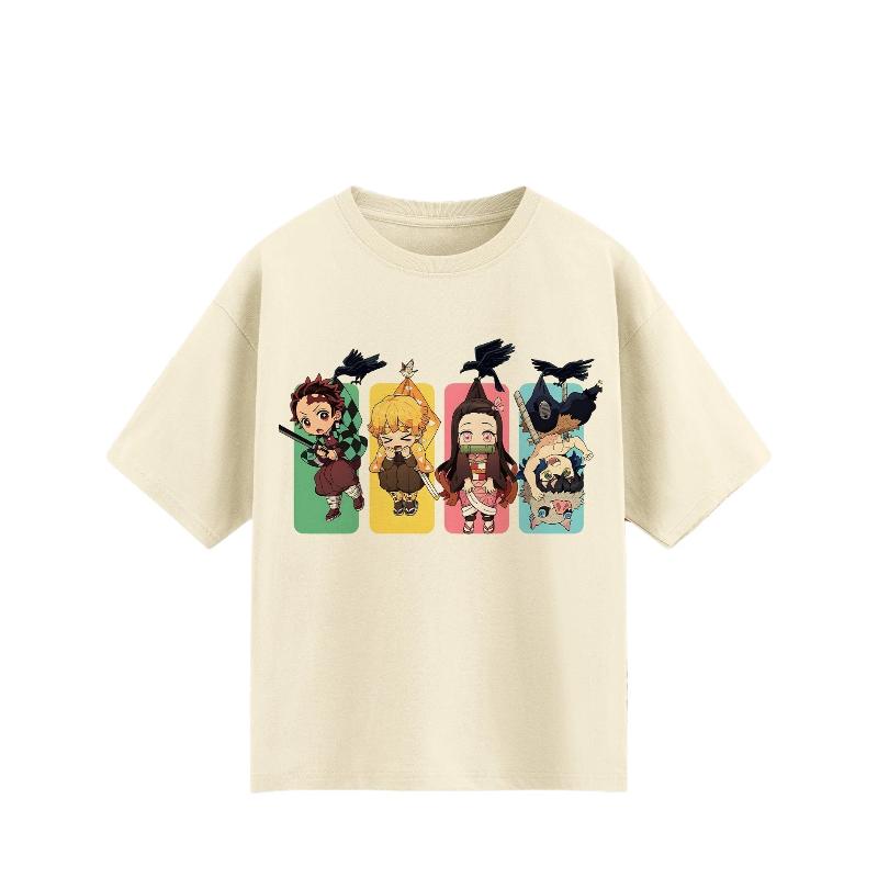 Anime Demon Slayer Cartoon T-shirt Men and Women Summer Cotton Clothing Fashion Breathable Anime Fans Short Sleeve Tops Unisex