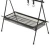 Outdoor Camping Hanging Rack Outdoor Portable Double Layer Camping Rack with Mesh Pocket