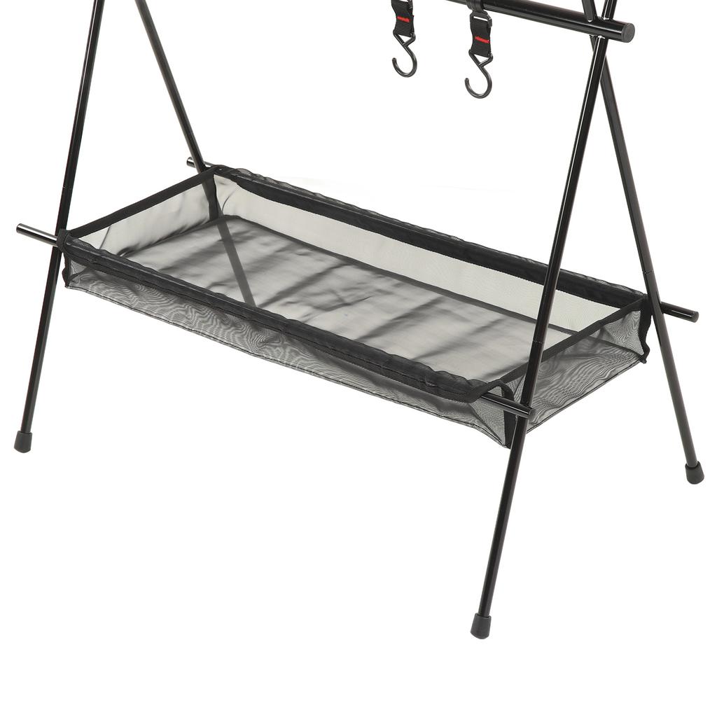 Outdoor Camping Hanging Rack Outdoor Portable Double Layer Camping Rack with Mesh Pocket