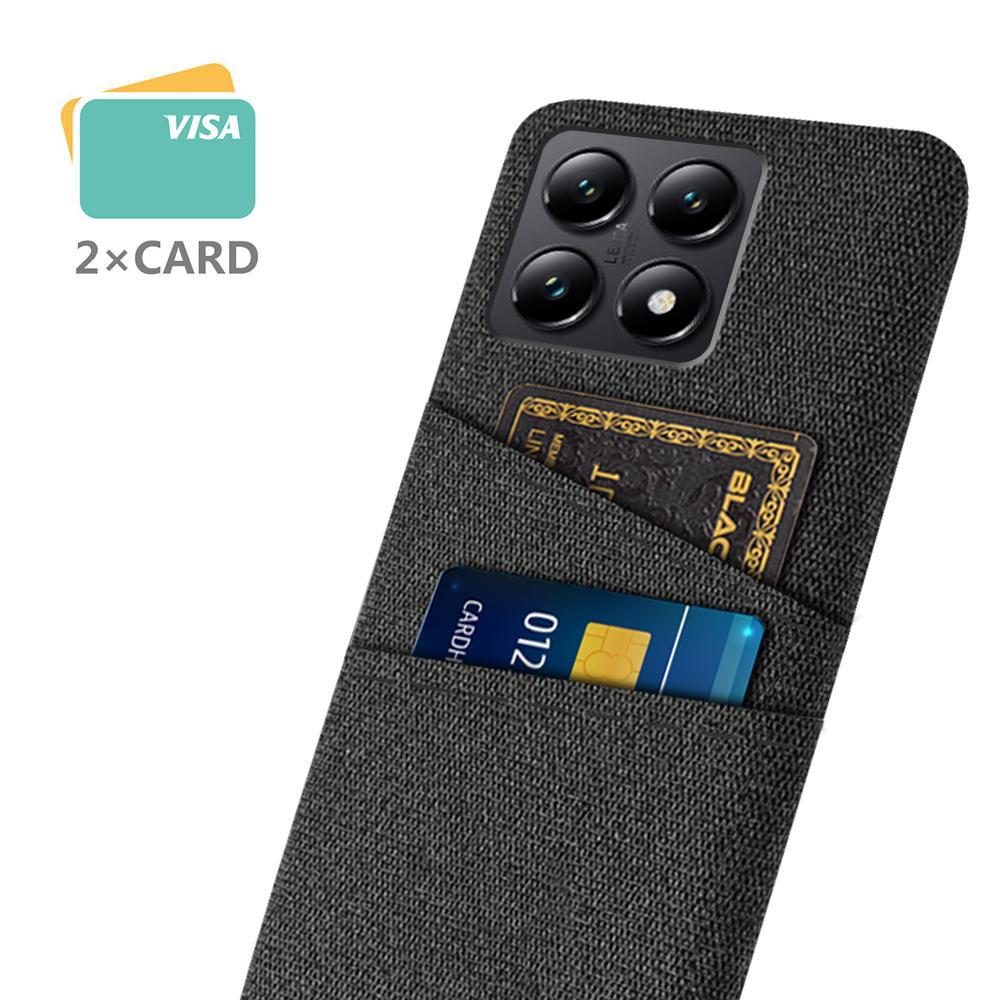 

For Xiaomi 14T Case Cloth+Hard PC Phone Cover with Dual Card Slots Blue