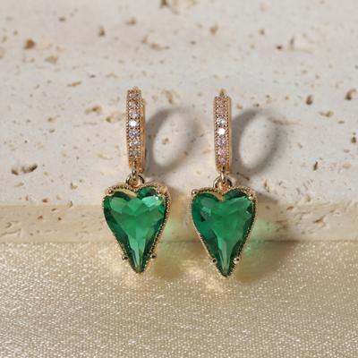 1 Pair Fashion Heart Shape Dangle Earrings for Women Zirconia Earring Jewelry Daily Wedding Party Accessories