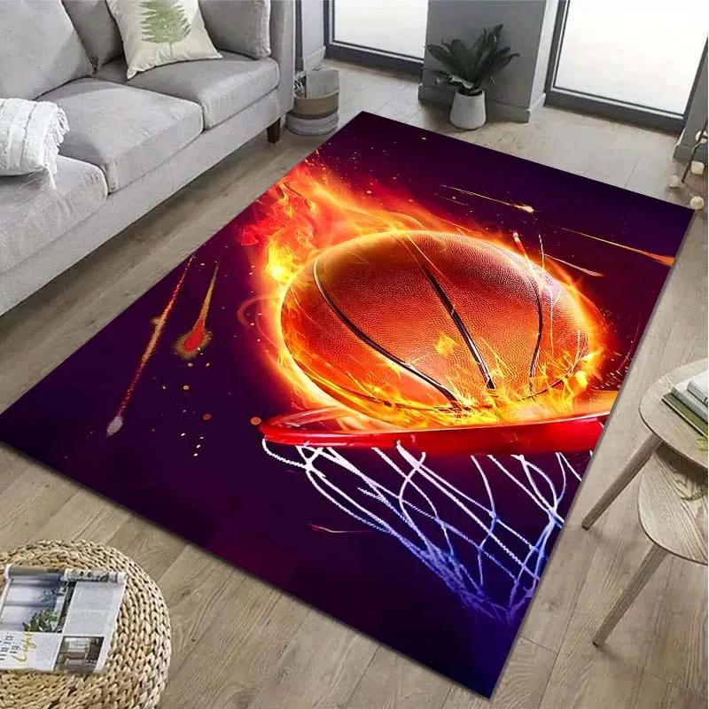 Basketball Hoop Art Pattern Area Rug Sports Carpet for Living Room Bedroom Game Room Non-Slip Floor Mat Home Decor Gift