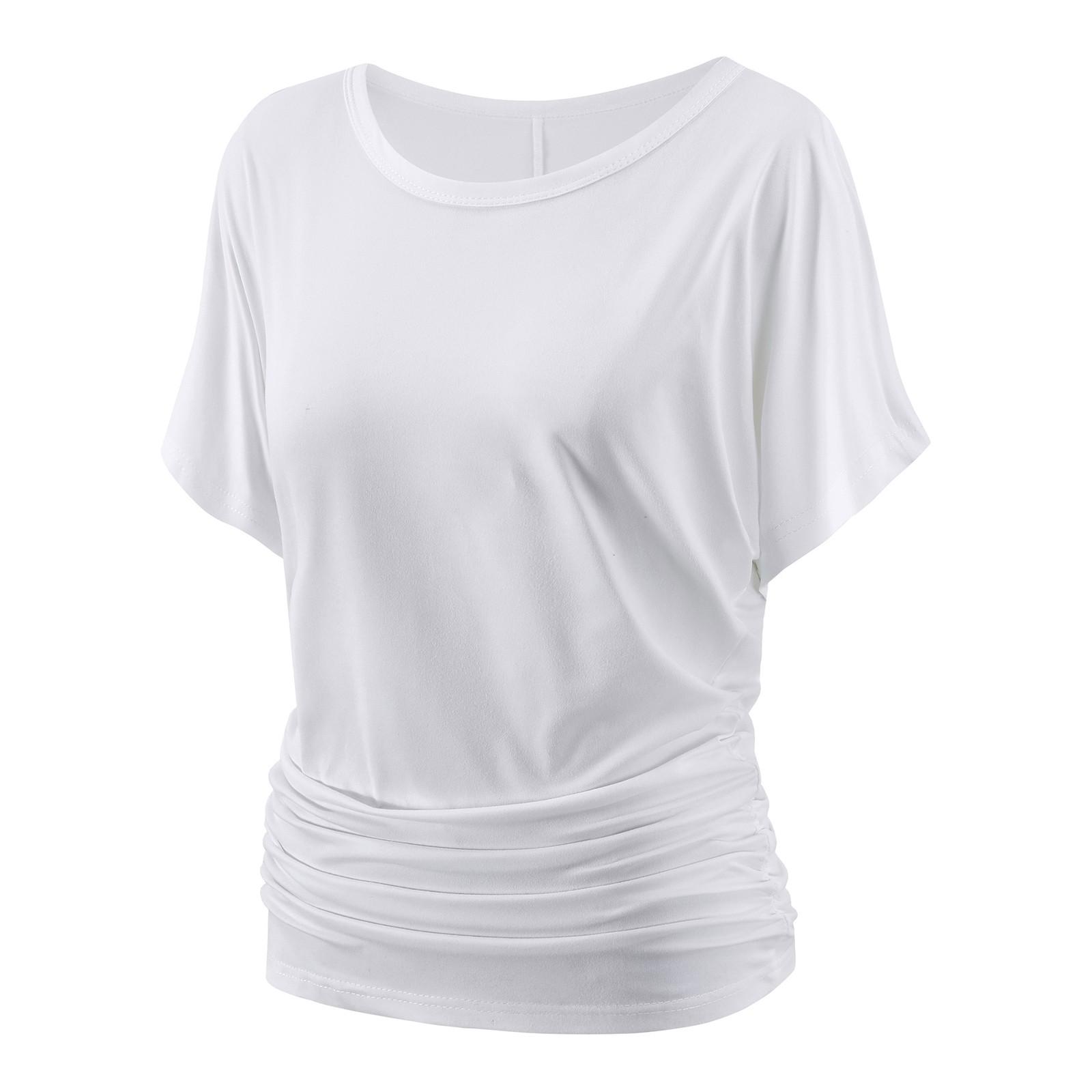 

Women s Fashionable Color Round Neck Casual Short Sleeved T-shirt Top XL білий