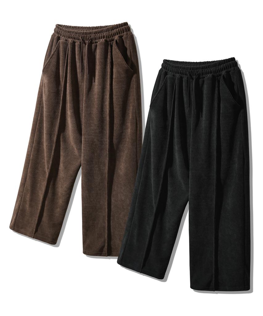 ALVINCLO [2Pack] Cozy Velour Pintuck Wide Pants 2-Piece Package