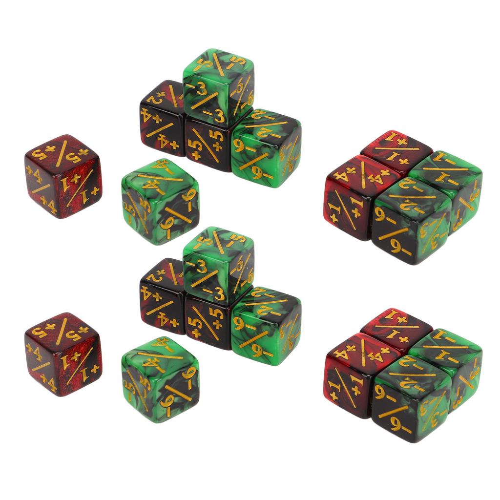 20PCS 16mm 2 Color Dice with Addition and Subtraction Numbers Plastic Six Sided Dice Set for Math Teaching