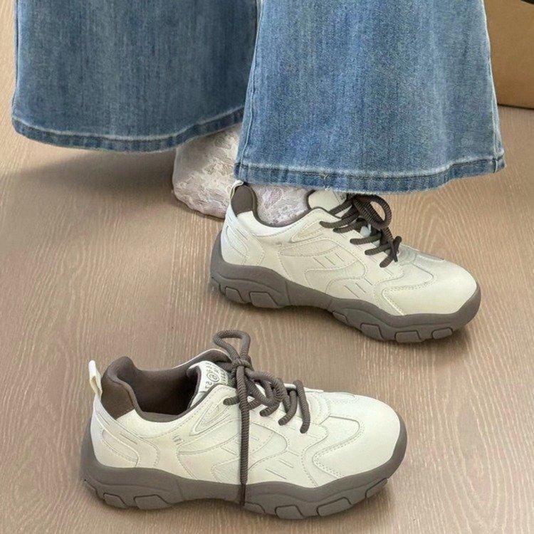 Thick-Soled German Training Shoes Women'S Winter New Muffin Soles, Lightweight And Versatile Retro Casual Sports Shoes, White Shoes Tide