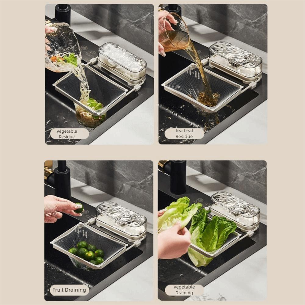 Folded Design Waste Hanging Net Bracket Suction Cup Garbage Drain Basket Holder  Soup Filtering