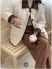Contrast Color Thin Light Lapel Warm Short Loose Autumn Jacket