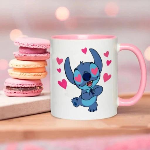 Kubek Różowy Na Prezent Dla Fana Lilo Stich Wzory + Opakowanie Gratis