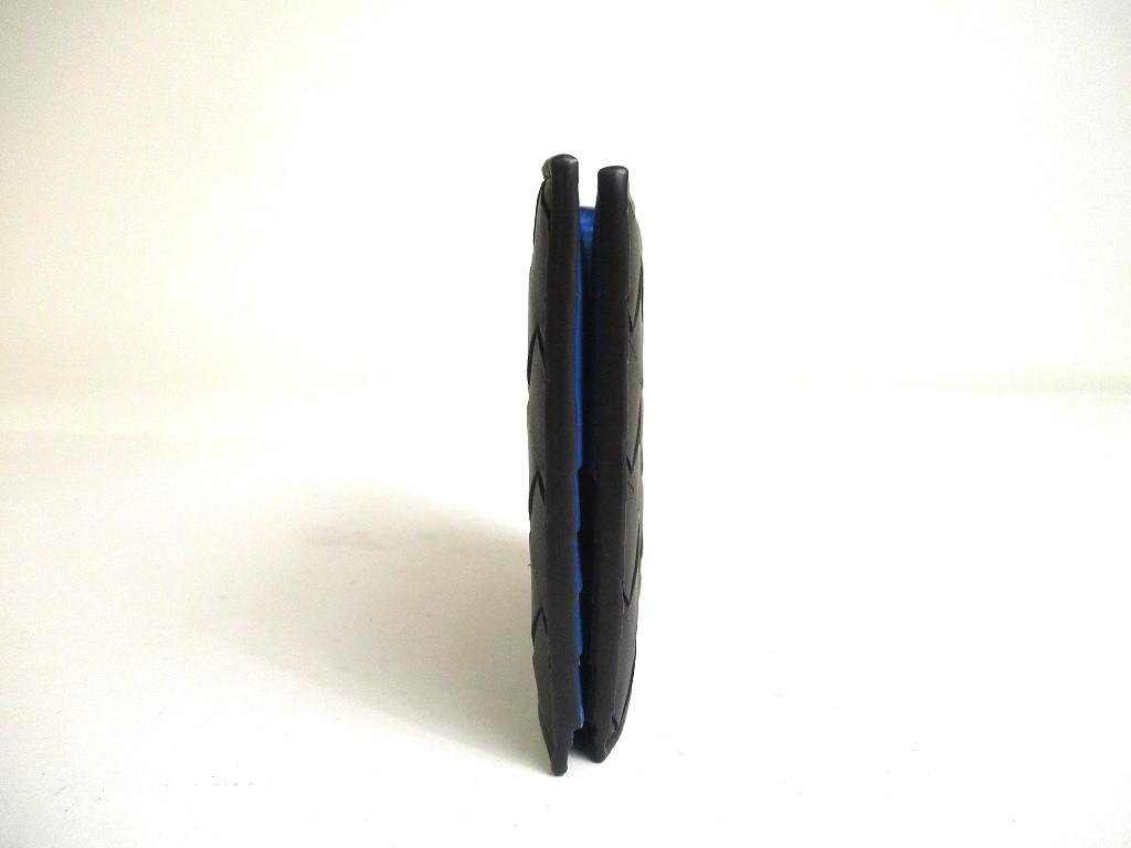 Authentic BOTTEGA VENETA Intrecciato Black Blue Leather Bifold Bill Wallet #a351  Refurbished