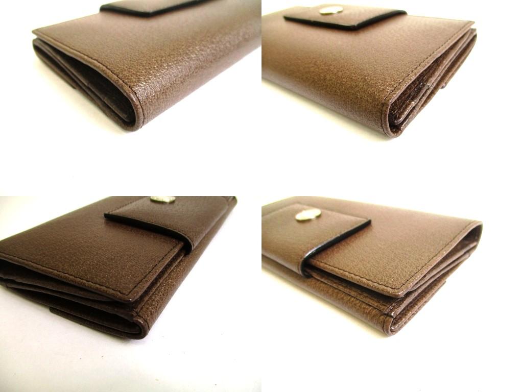 Authentic  BVLGARI Dark Brown Leather Classico Silver H/W Trifold Long Flap Wallet #b171 Open Box