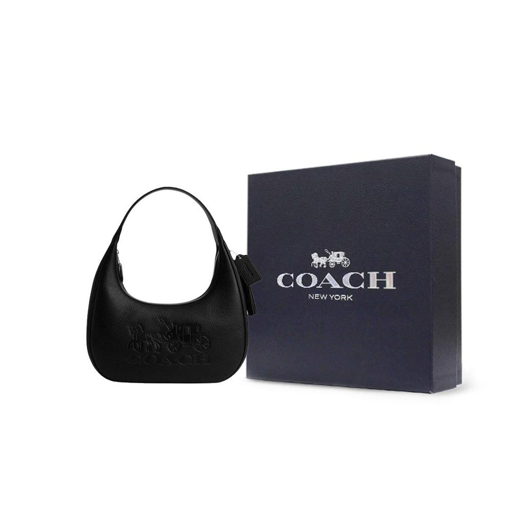 COACH CARMEN Leather Handbag, Shoulder Bag Large Women's Silver & Black CR151-SVBK