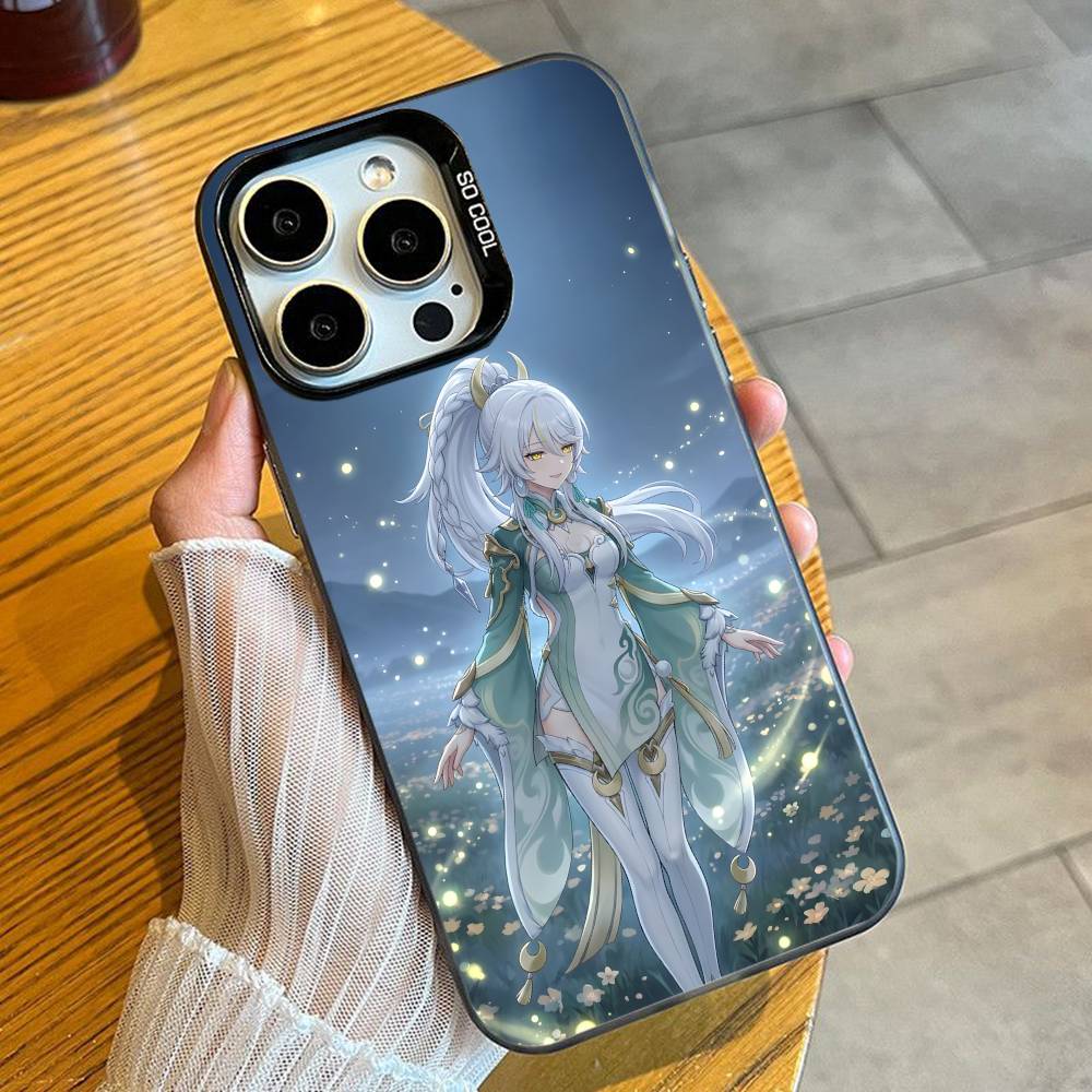 

Game ZiBai G-Genshin Phone Case For iPhone 16 17 15 14 12 13 Pro Max Black Candy Matte Shockproof Cover iPhone17PRO