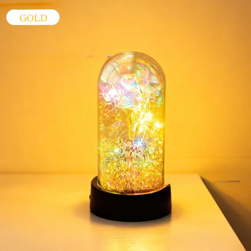 Led Light Foil Flower Artificial Rose Flowers Night Lamp Valentines Day Gift For Girlfriend Eternal Rose Wedding Decorative Gift