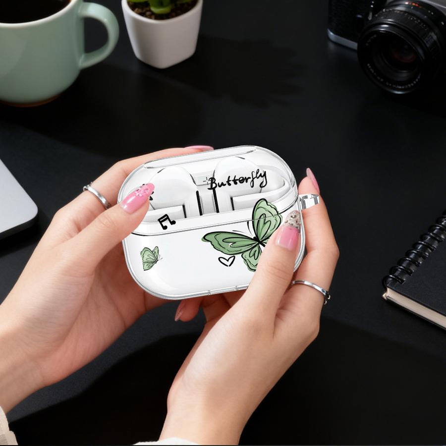 Cartoon Butterfly Case For Samsung Galaxy Buds 3Pro 4Pro 3 FE 2 4 Pro Live 2Pro Clear Earphone Cases Cover With Hook
