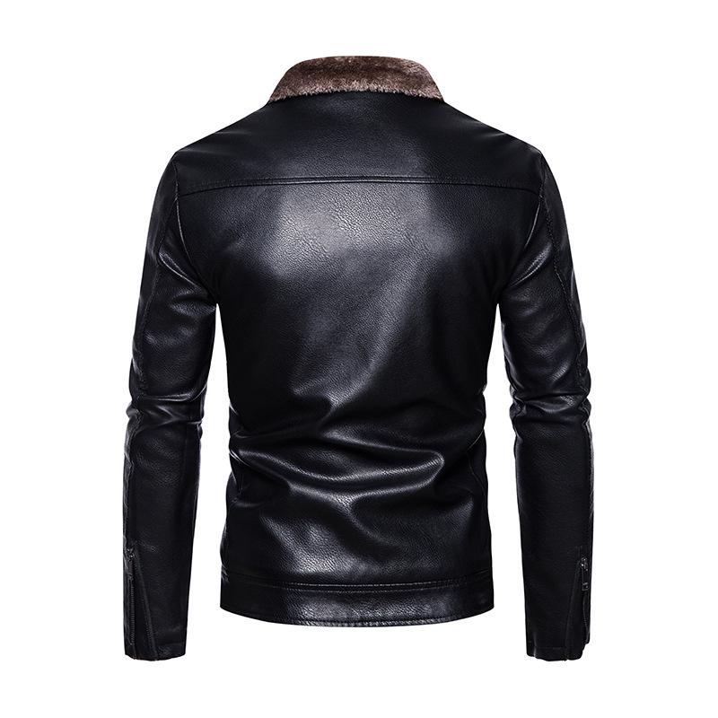2025 Plush Men's PU Leather Jacket - Thickened, Versatile Lapel Coat for Autumn/Winter
