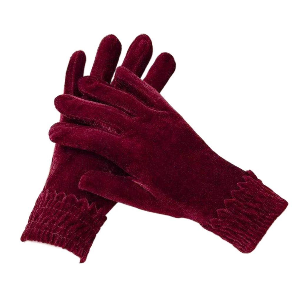 Fashion Thick Velvet Gloves Solid Color Full Finger Mittens Riding Driving Gloves Autumn Winter