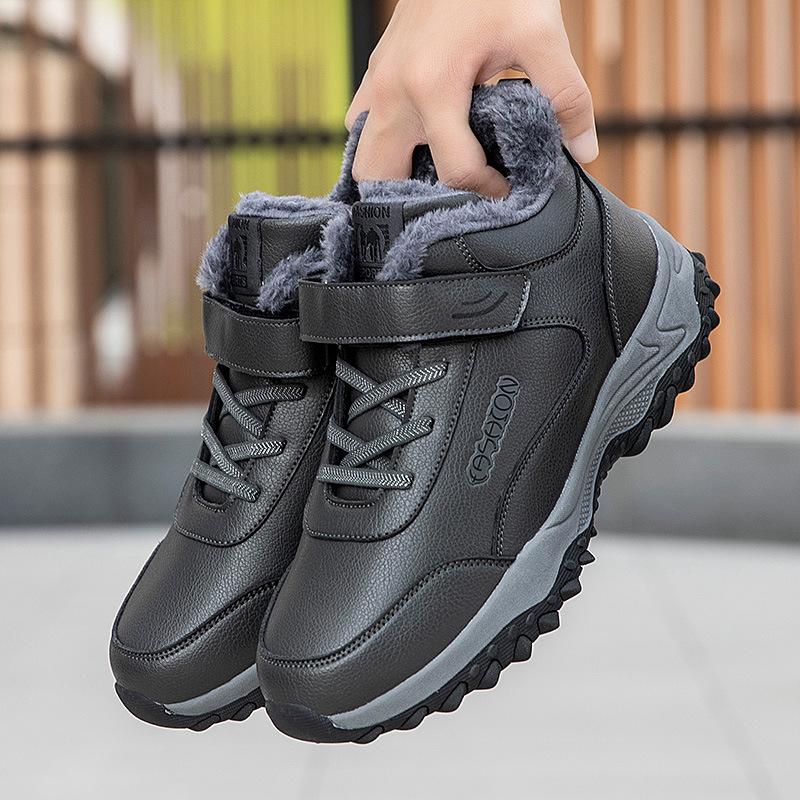 Lijian'an cotton shoes mother walking shoes high-top elderly shoes men and women middle-aged and elderly leather surface waterproof and non-slip snow