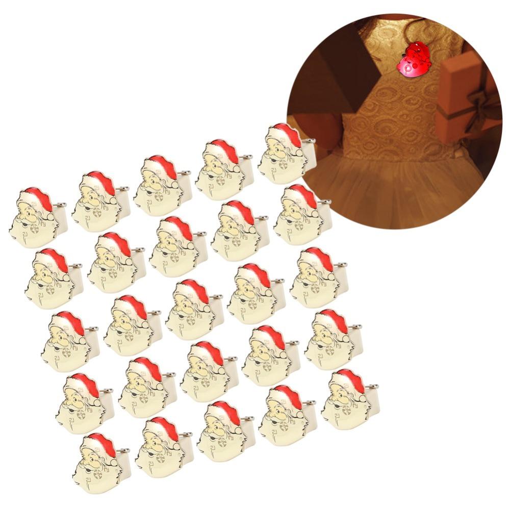 25pcs Luminous Design Christmas Brooch Pin LED Light Up Santa Claus Brooch Gift Giving
