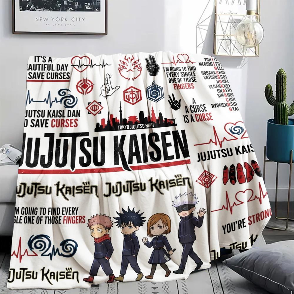 1PC Jujutsu Kaisen Patterned Flannel Blanket Suitable For All Seasons For Home Decor Warmth And Comfort Gifts Holiday Present