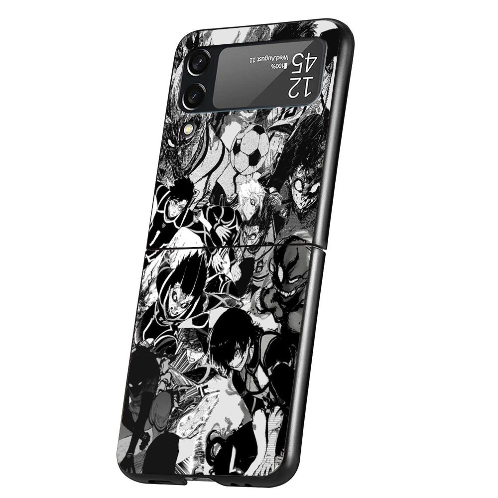 Blue Lock Football Anime Cover Phone Case For Samsung Galaxy Z Flip 7 6 5 4 3 5G Flip7 Flip6 Flip5 Flip4 Flip3 Black Fundas Shel