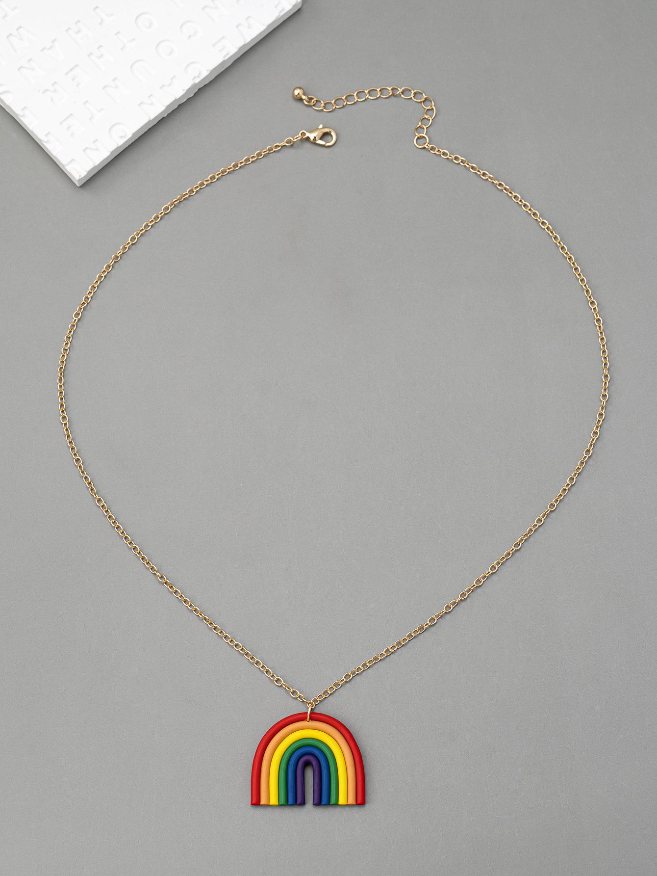 

Модное и персонализированное ожерелье с подвеской-радугой из цветной мягкой керамики и аксессуары для женщин