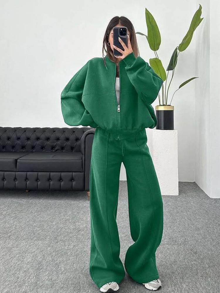 Damen Casual 2-teiliges Set Amerikanischer Stil Hoodie Jacke und Jogginghose Streetwear Sportbekleidung