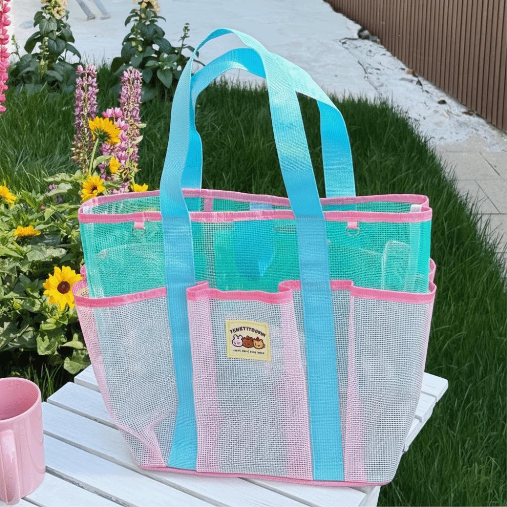 Nylon Mesh Beach Bag Gauze Mesh Handbag Cute Summer Shoulder Bag  Cosmetic Bag