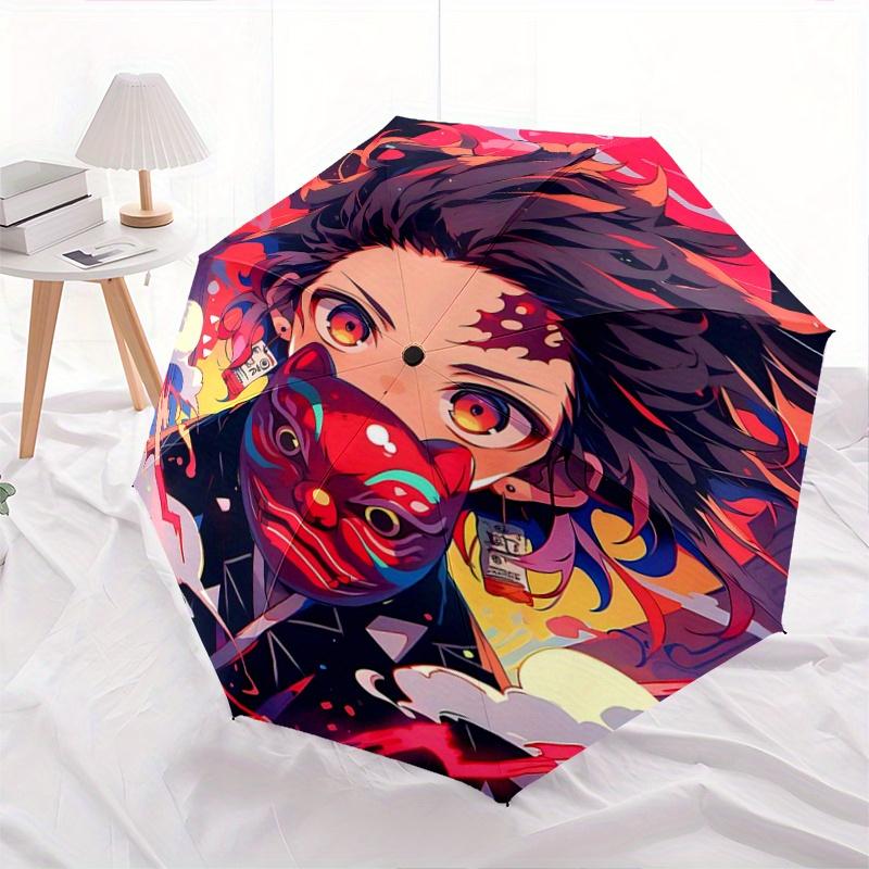 

1pc Anime Character Kamado Tanjirou Automatic Folding Umbrella - 3 Folding Design, Vivid Cartoon Pattern, Suitable for Outdoor Activities, A Gift for