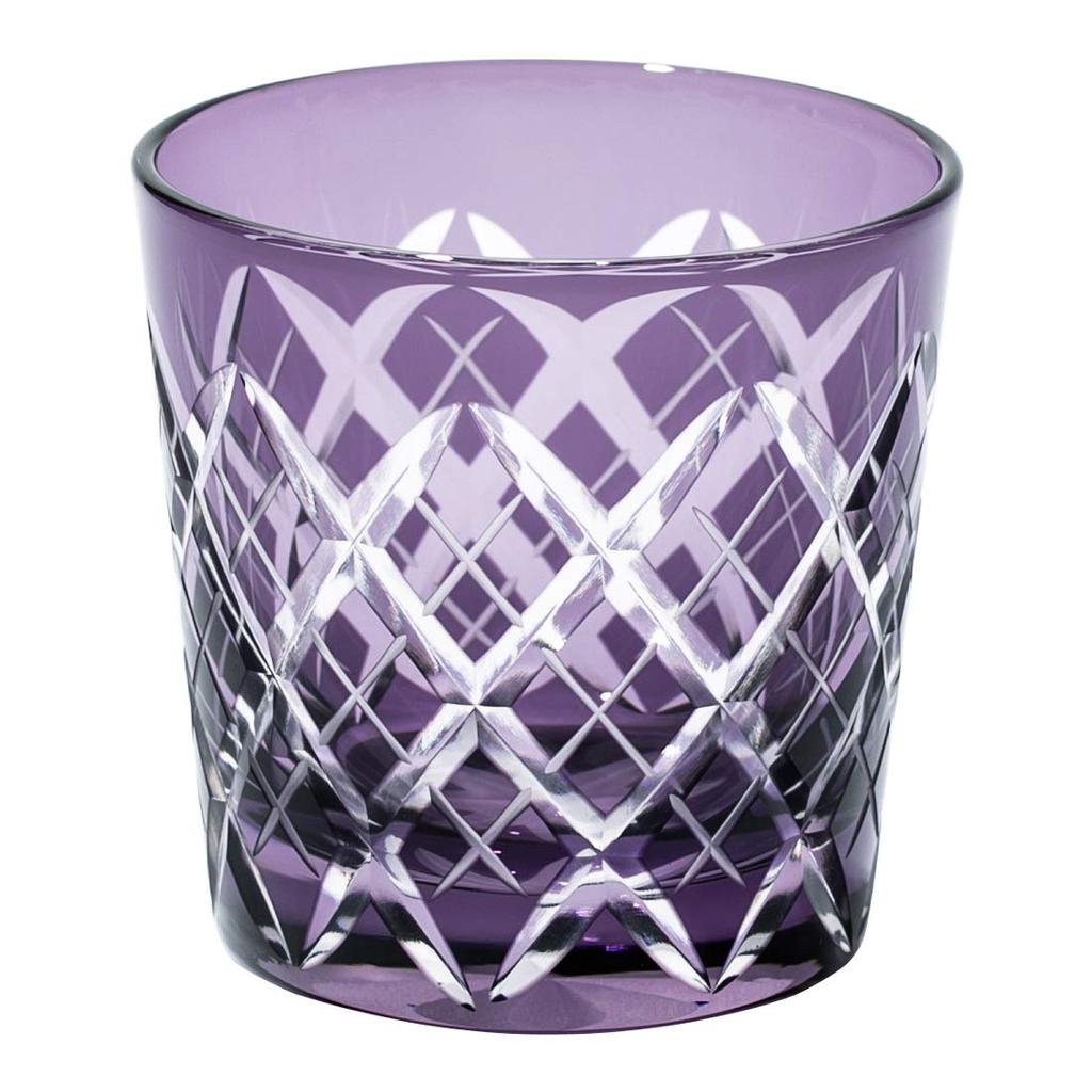 [Official Taiburo Workshop] Edo Kiriko Yaraimon Chilled Sake Cup (Edo Purple) TB90152-1M, Wooden Box, Made In Japan