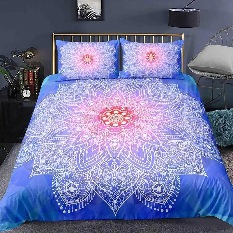 Bohemian 2/3pcs Boho Mandala Bedding Set Twin Queen King Size Comforter Duvet Quilt Cover and Pillowcase Soft Bedclothes