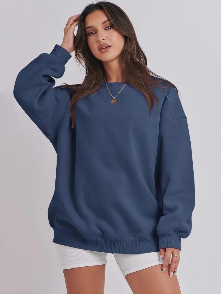 Autumn Winter Women Loose Velvet Sweatshirt Fashion Solid Color Top