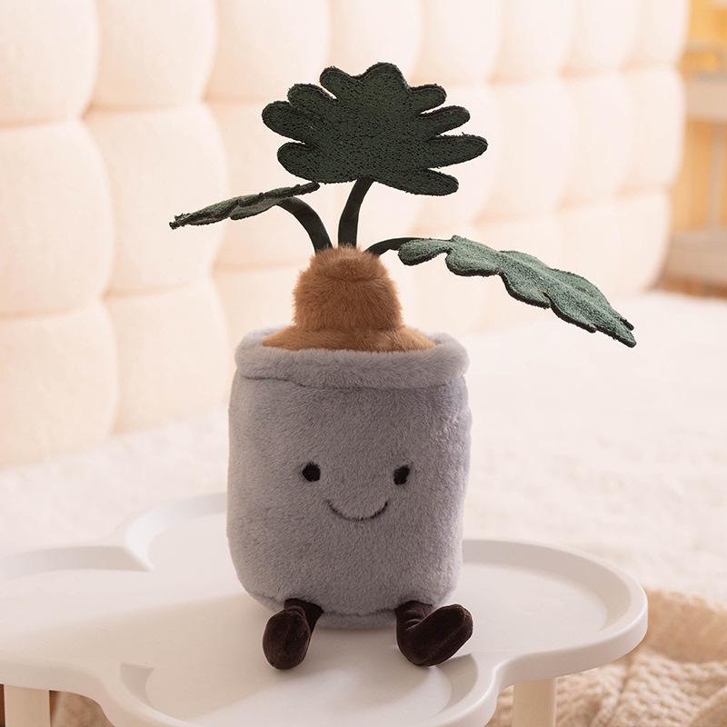 Polaris Green Plush Plant Doll - Colorful Taro Monstera Leaf Desktop Ornament