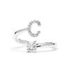 Ring - LUXENTER - Alphabet - Letter C - Adjustable Size - Rhodium Plated