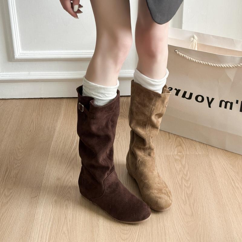 Fashion 2025 Fashion Genuine Leather Long Tube Boots Western Faux Fur Lined Thi Heel Autumn Winter Versatile Slimming Knight Boots