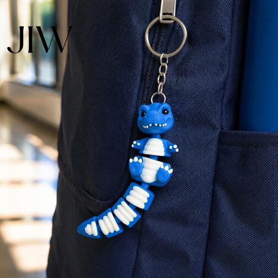 Mini Dinosaur Figure for Schoolbags 3D Printed Articulated Tyrannosaurus Rex Keychain Kids Adults Stress Relief, Flexible T-rex Pendant Backpacks