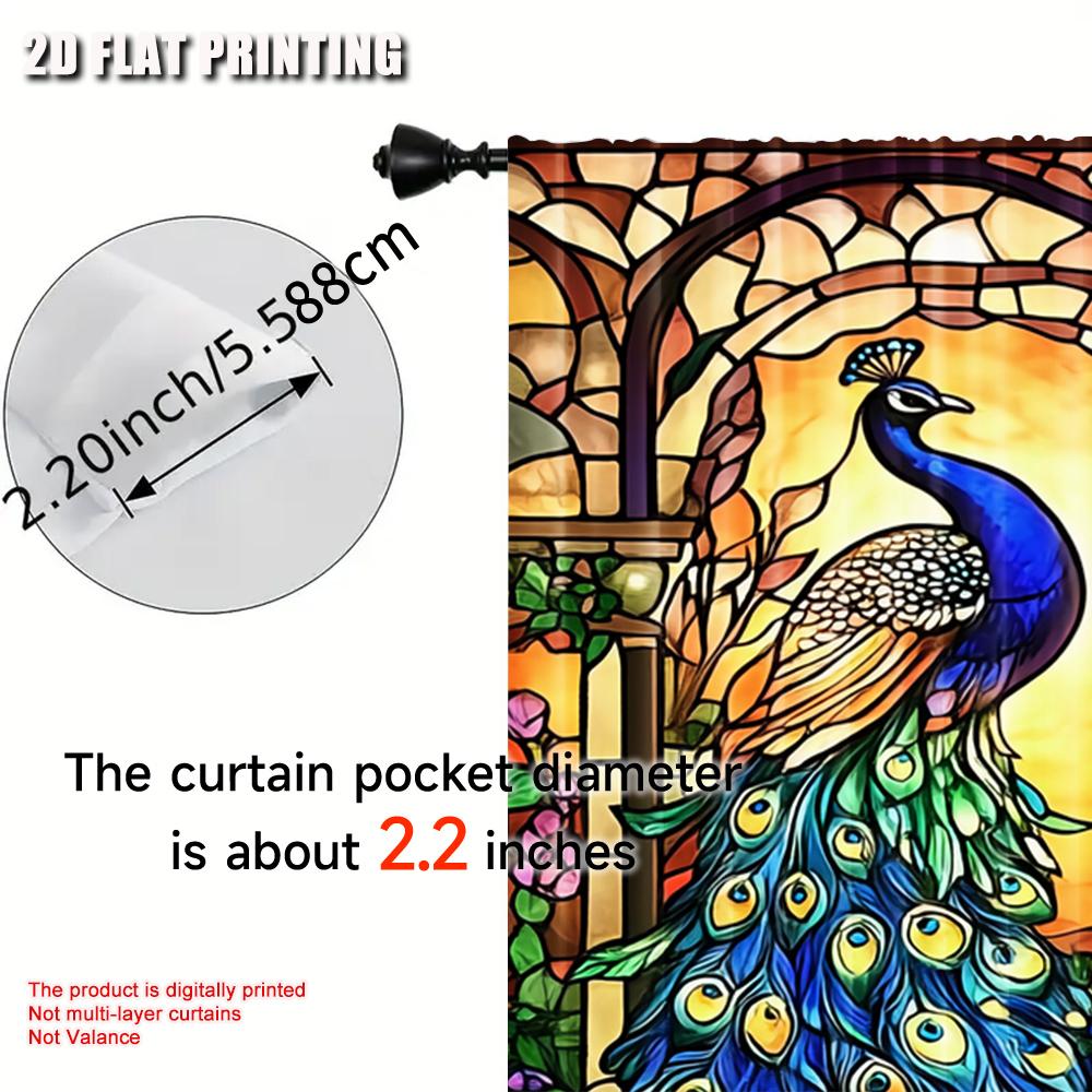 Set Of 2 Peacock Flower Glass Window Painted Curtains Suitable Multiple Rooms Bedroom Office Kitchen Living Room Study Bathroom Made Polyester Great