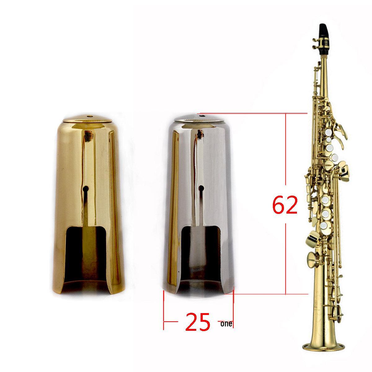 B-flat High-pitched Saxophone Ebonite Mouthpiece Cap with Metal Ligature Gold